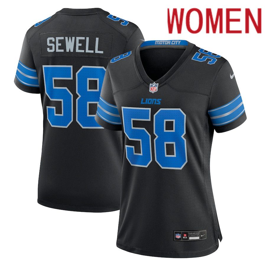 Women Detroit Lions #58 Penei Sewell Nike Black 2nd Alternate Game NFL Jersey->->Women Jersey